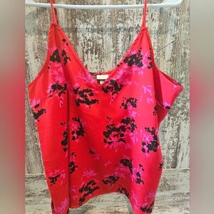 A New Day Women’s Red Floral Cami Top Size Large – Adjustable Straps, Smoke-Free